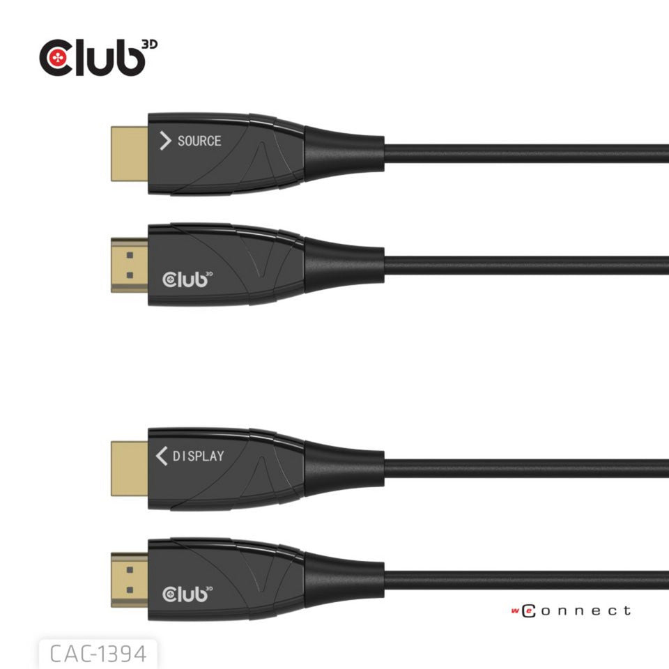 Câble aoc hybride hdmi Club 3d 8k60hz 4k120hz, câble de 100 m (noir)