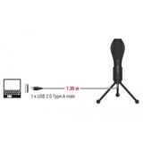 Delock Microphone à condensateur USB (noir, avec support de table)