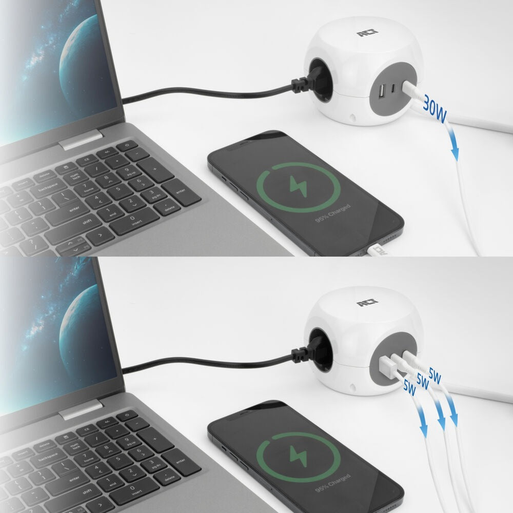 Cube multiprise de connectivité Act avec 3 prises, 30w d