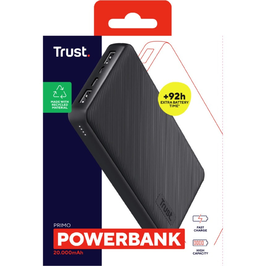 Banque d'alimentation écologique Trust Primo 20 000 mah (noir)
