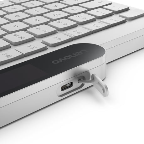 Clavier Bluetooth auto-rechargeable Lenovo 800 (blanc, disposition américaine (QWERTY), piston, 100 %, interrupteur à piston, Bluetooth 5.1, USB-C)
