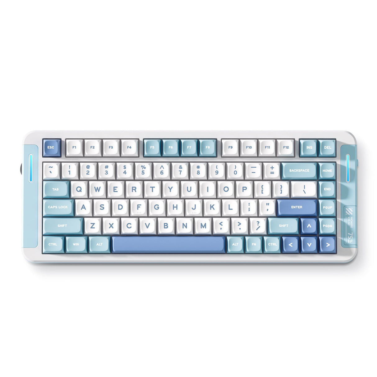 Clavier RVB mécanique personnalisé Mchose x75 v2 Blue Whale Sea (blanc, disposition américaine (qwerty), swk baleine mer, 75 %, RVB, hot swap, double-shot pbt, sans fil | Bluetooth | USB-C)