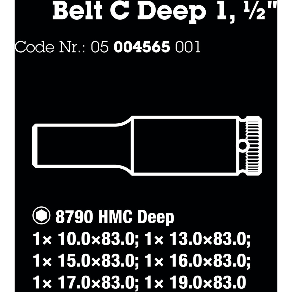 Wera Belt C Deep 1 jeu de douilles, 1 2 clés à douille (noir, 6 pièces)