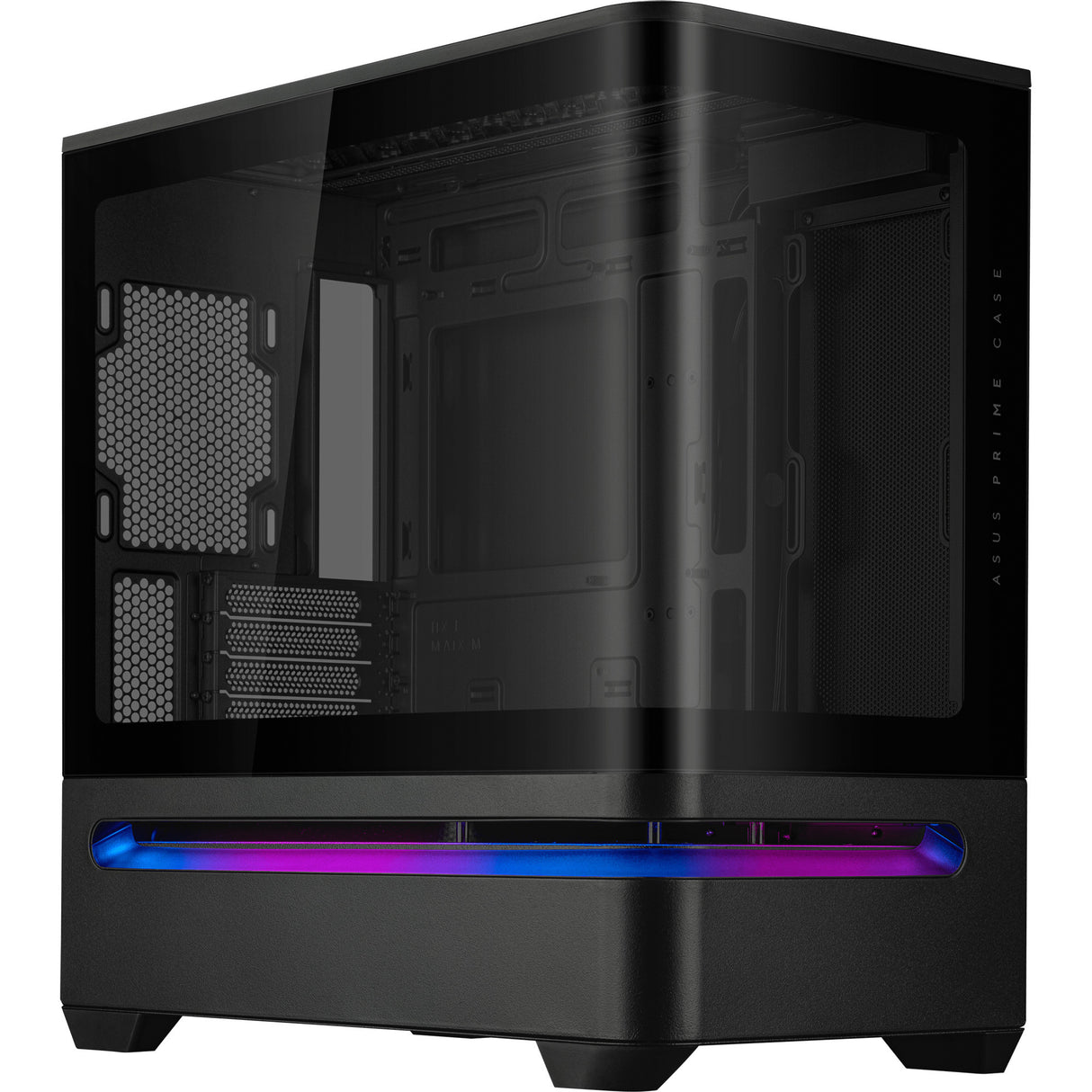 Asus prime ap202 midi tower behuizing (zwart | 2x usb-a | 1x usb-c | rgb | tempered glass)