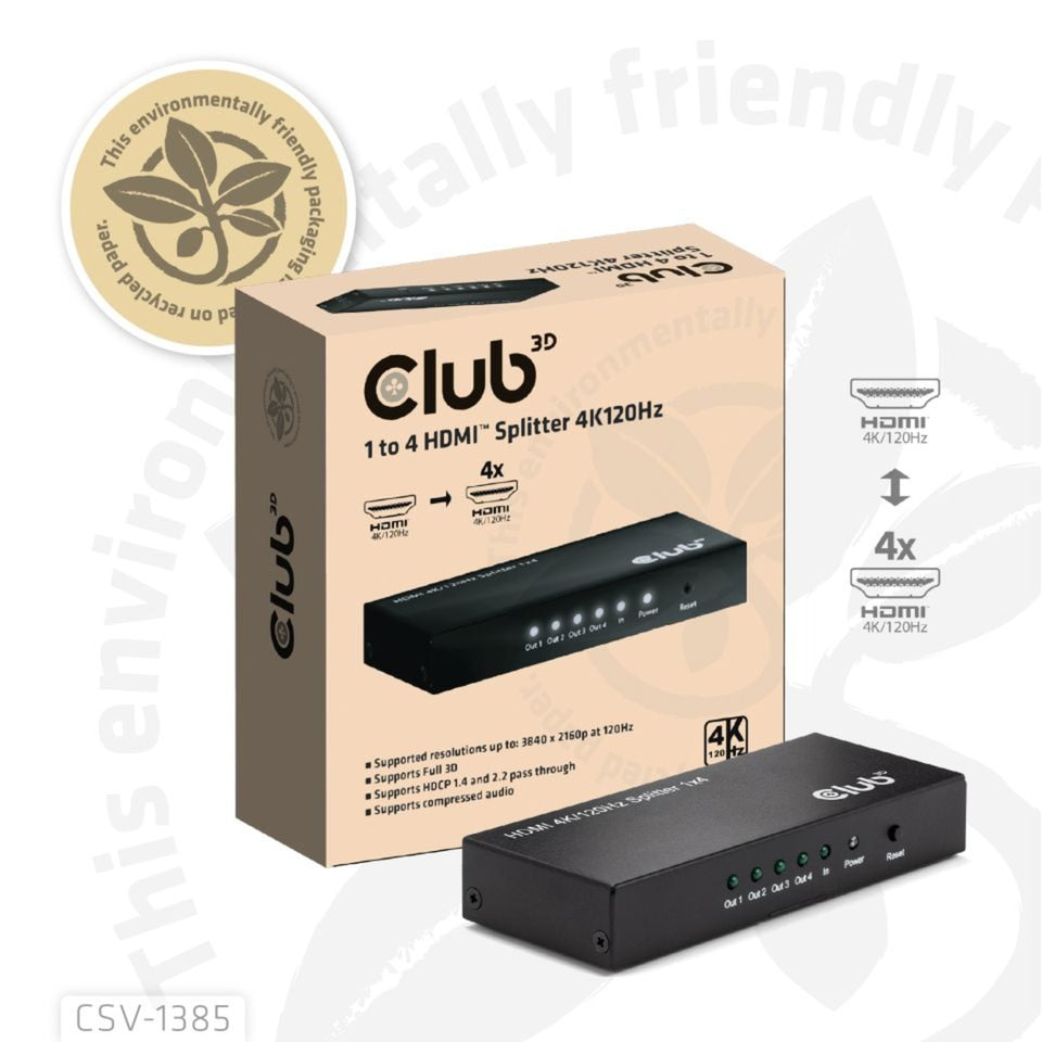 Répartiteur HDMI Club 3D 1x > 4x HDMI 4K 120Hz