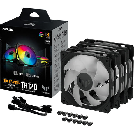 Ventilateurs de boîtier Asus tuf gaming tr120 argb (noir, 3 pièces, 120 x 120 x 25 mm)