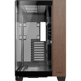 Boîtier tour midi en bois courbe Antec c8 (couleur bois noir | 2x USB-A | 1x USB-C | verre trempé)