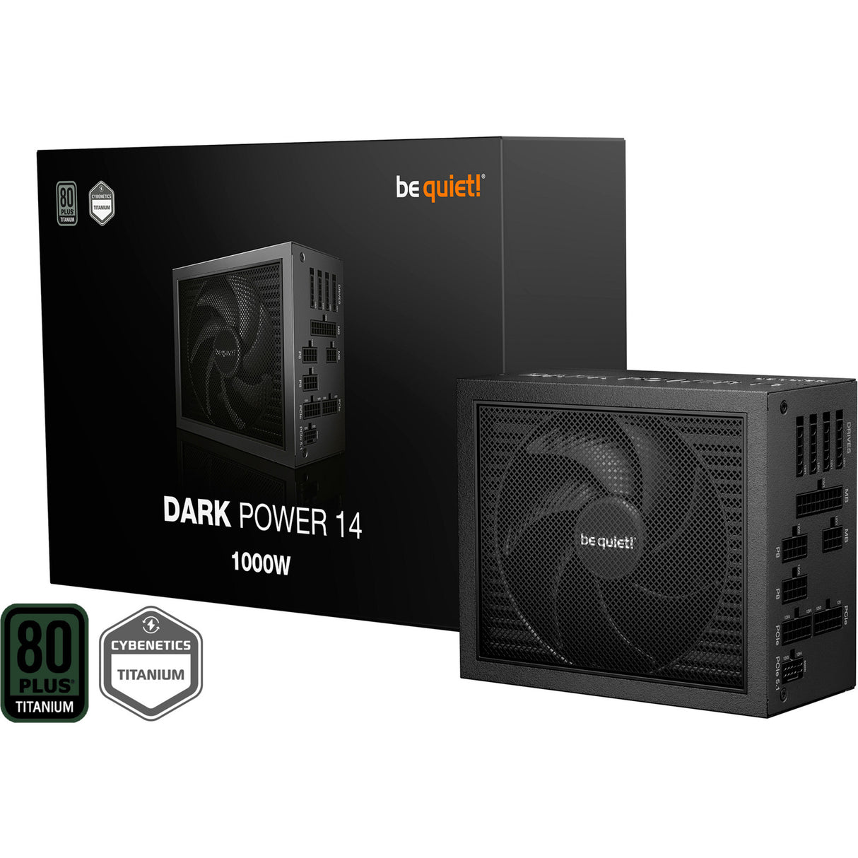 Soyez silencieux! alimentation modulaire dark power 14 de 1 000 watts (noir, 1x 12v-2x6, 4x pcie)