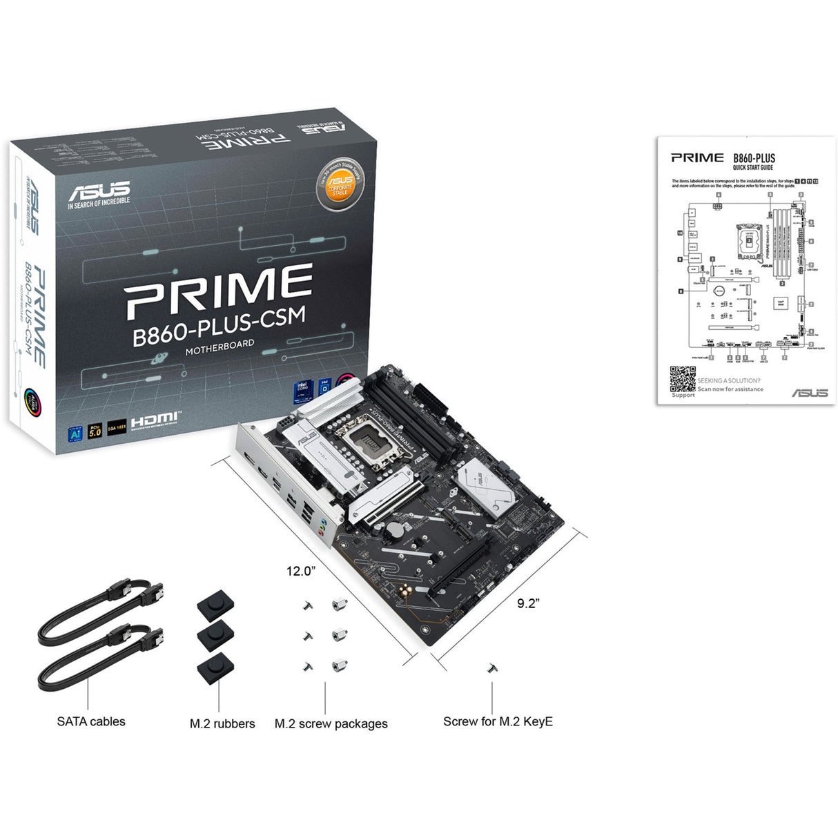 Carte mère Asus Prime B860-Plus-CSM Socket 1851 (RAID, 2,5 Go-LAN, Son, ATX)