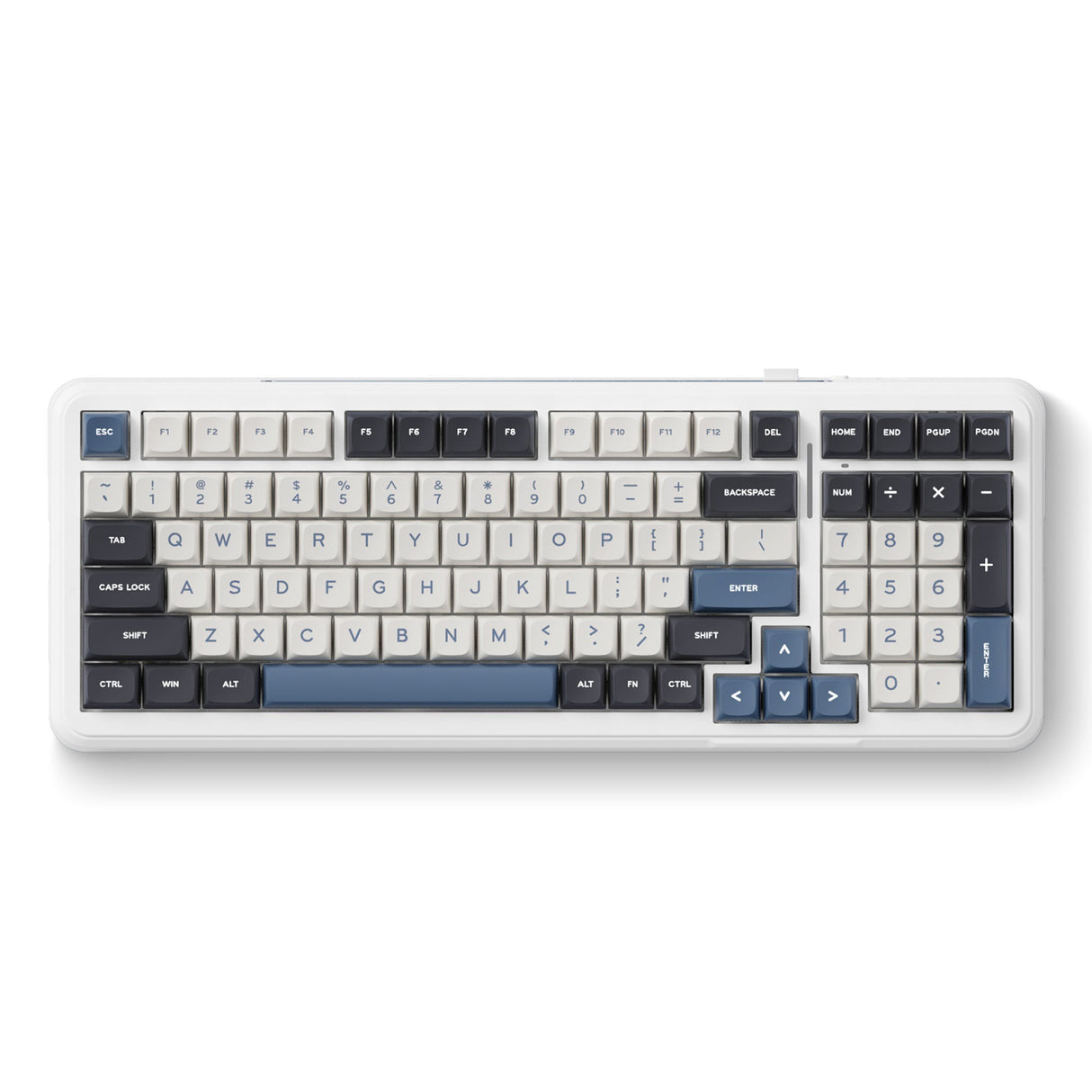 Mchose K99 Clavier RVB mécanique sans fil en jacinthe bleu marine (blanc, disposition américaine (Qwerty), KTT Hyacinth, RVB, échange à chaud, PBT double prise, sans fil | Bluetooth | USB-C)