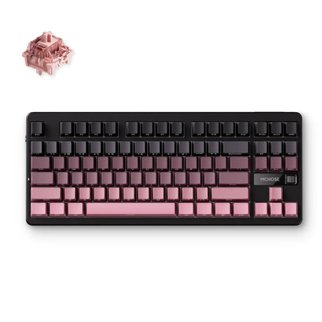 Clavier mécanique personnalisé à montage sur joint sans fil Mchose G87 (noir, disposition américaine (qwerty), 80 % (tkl), RVB, touches PBT, échange à chaud, 2,4 GHz | Bluetooth | USB-C)