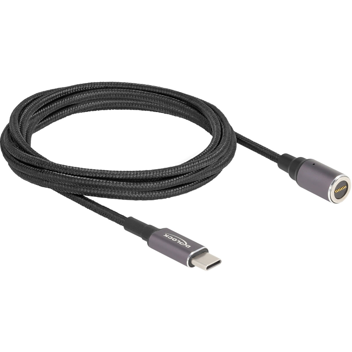 Delock câble de chargement pour ordinateur portable USB type-c mâle vers connecteur magnétique 8 broches câble de 1,8 m (noir anthracite)