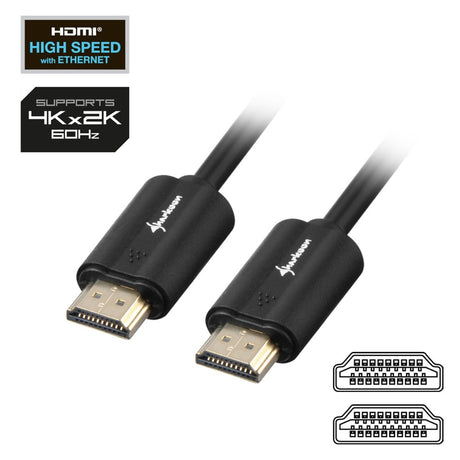 Câble Sharkoon HDMI 2.0 (noir, 1 mètre, 4k)