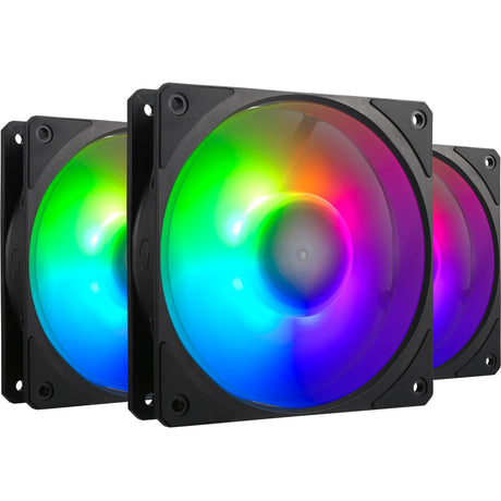 Cooler master mobius 120p argb 120x120x25 ventilateurs de boîtier (noir, 3 pièces, 120 x 120 x 25 mm, pwm)