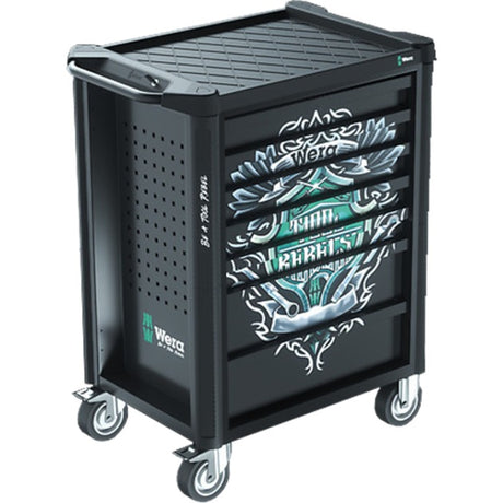 Wera 9700 Tool Rebel Chariot d'atelier 1, chariot à outils 94 pièces (noir, avec 4 inserts en caoutchouc mousse avec outils)