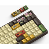 Clavier mécanique sans fil Iqunix f97 happy ape (marron, disposition américaine (qwerty), rouge cerise mx, 96 %, LED RVB, remplaçable à chaud, pbt, 2,4 GHz | Bluetooth 5.1 | USB-C)