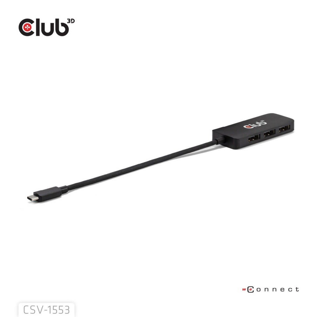 Club 3D Hub USB-C vers triple DisplayPort MST (noir, 4K60 Hz)