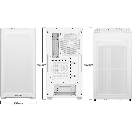 Soyez silencieux! boîtier tour midi pure base 501 lx (blanc | 2x USB-A | 1x USB-C | RGB | verre trempé)