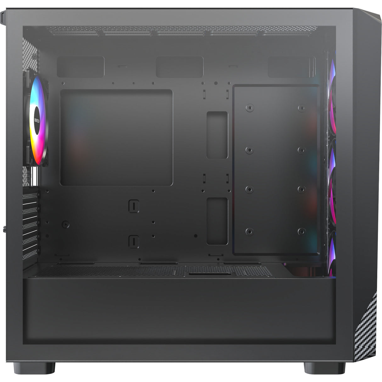 Boîtier tour midi Montech x5m (noir | 2x USB-A | 1x USB-C | RGB | verre trempé)