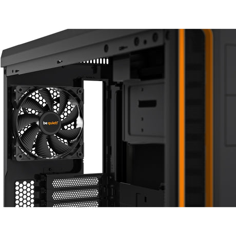 Soyez silencieux! boîtier tour midi à fenêtre pure base 600 (noir orange | 2x USB-A | verre trempé)