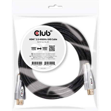 Câble Club 3D HDMI 2.0 (noir argent, 5 mètres, 4K 60Hz)