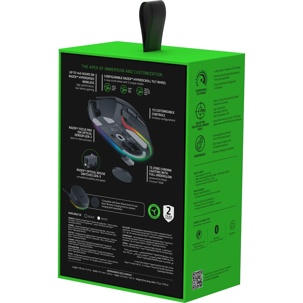 Souris de jeu Razer Basilisk v3 35k (noir, 35 000 dpi, chroma RVB)
