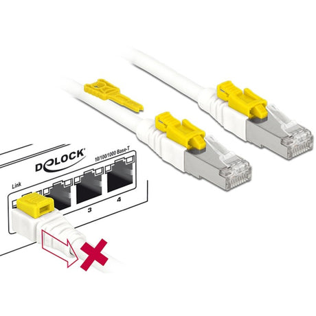 Delock câble patch rj-45 sécurisé avec cat.6a (blanc, 85331, 1 mètre)