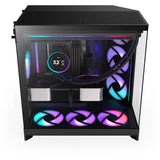 Boîtier tour midi Nzxt h9 flow rgb (noir (mat) | 2x usb-a | 1x usb-c | rgb | verre trempé)