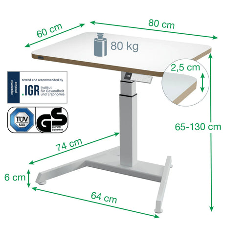 Bureau assis-debout Leitz ergo électrique - réglable en hauteur - petit bureau - avec fonction mémoire - 80 x 60 cm - blanc