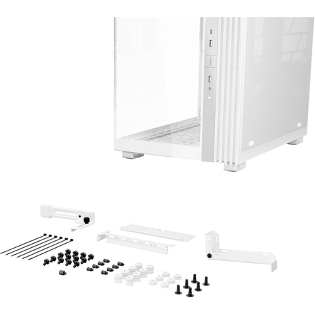 Soyez silencieux! boîtier tour midi light base 600 dx (blanc | 2x USB-A | 1x USB-C | RGB | verre trempé)