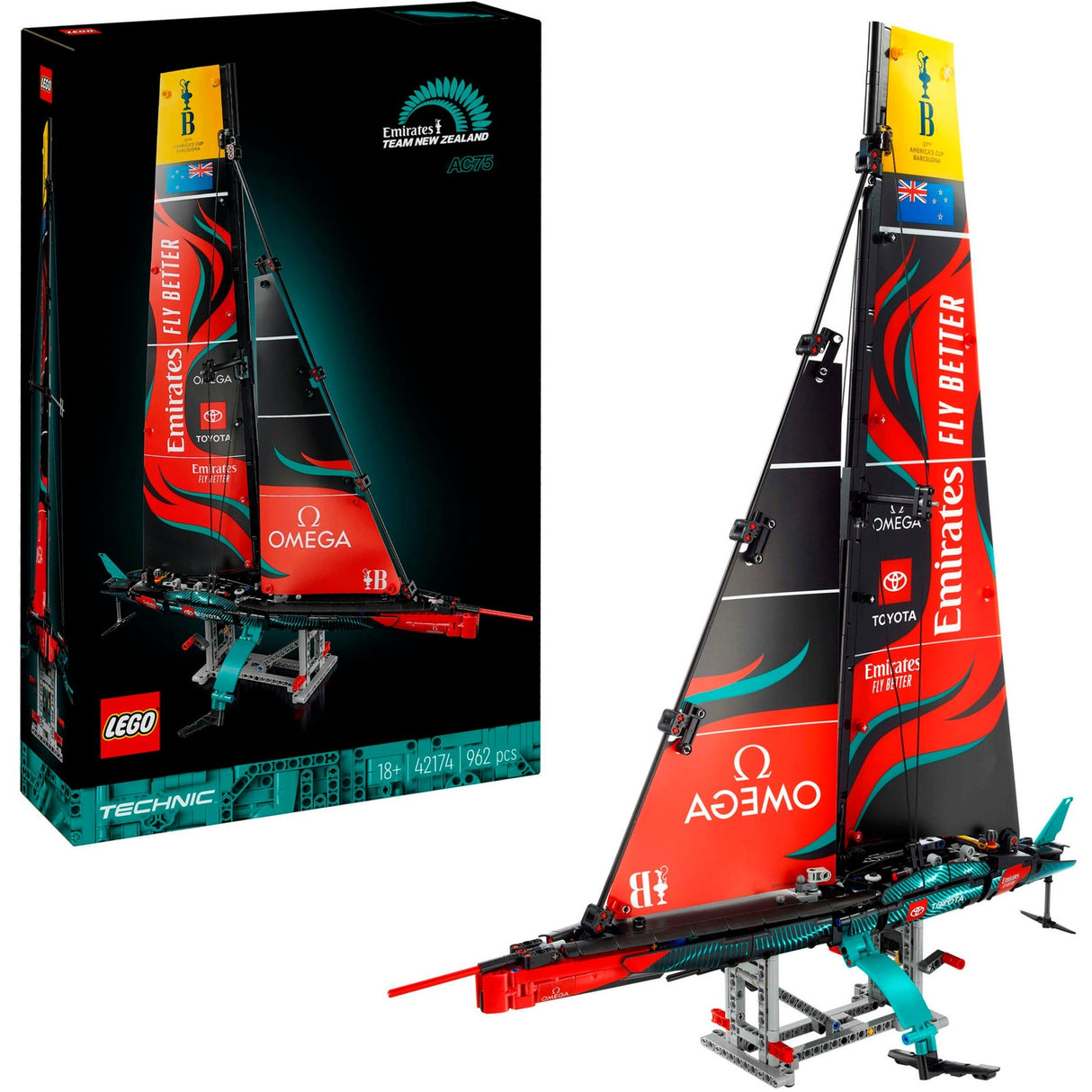 Lego technic 42174, le yacht ac75 de l'équipe Emirates de Nouvelle-Zélande