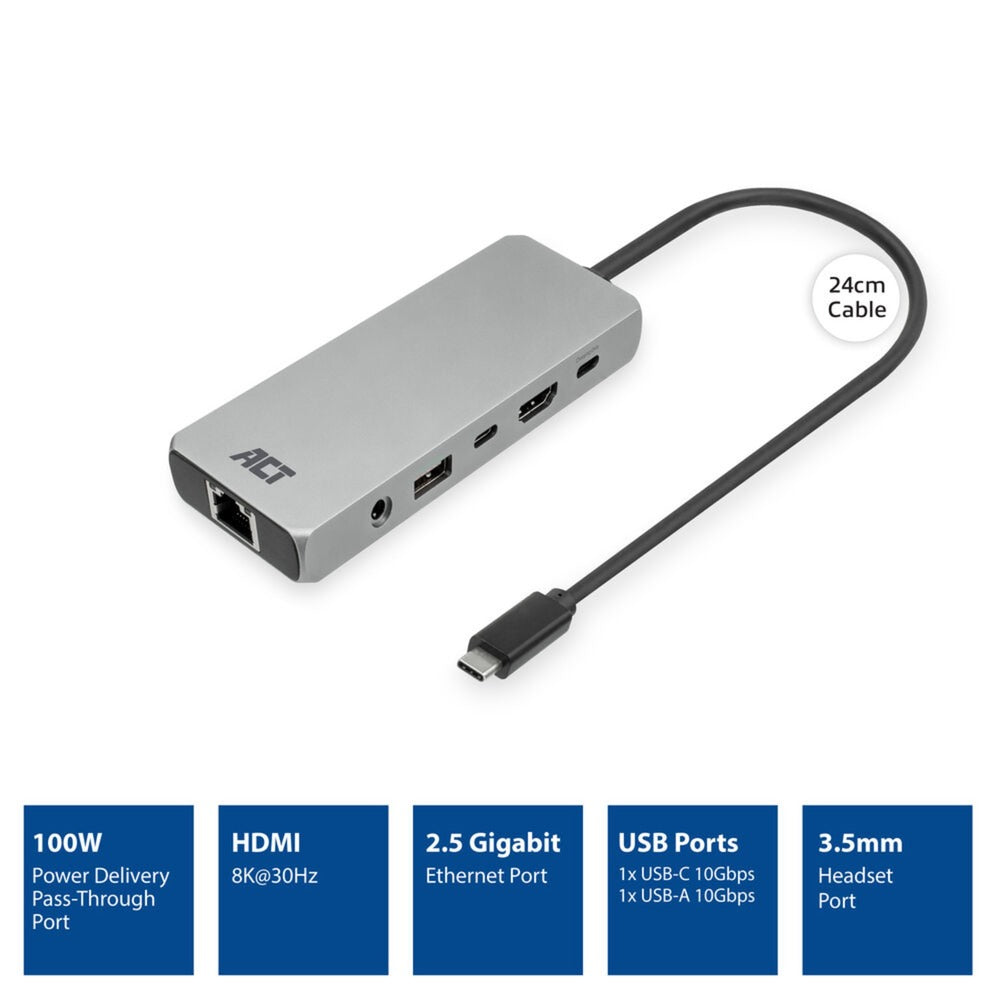 Station d'accueil Act Connectivité USB-C 4K 8K 60Hz