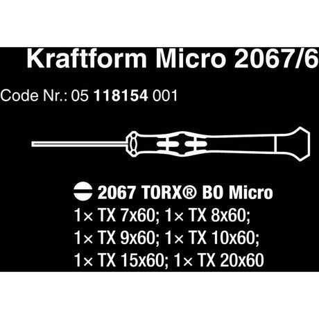 Wera 2067 6 Electronics Torx BO Tournevis Set + R