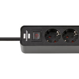 Multiprise ecolor Brennerstuhl avec 2 prises de charge USB-C | 4 prises | noir | 1,5m h05vv-f 3g1,5 - 1153240106