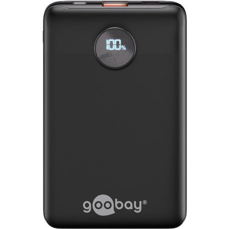 Goobay banque d'alimentation compacte 10 000 mah (noir, 10 ah, 1x USB-A, 1x USB-C, Power Delivery, charge rapide)