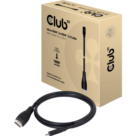Câble Club 3D micro HDMI > HDMI 2.0 (noir, 1 mètre, 4K 60Hz)