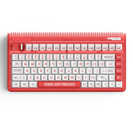 Clavier mécanique sans fil Iqunix og80 joy seller (rouge, disposition américaine (qwerty), pierre de lune iquunix, 80 % (tkl), LED RVB, remplaçable à chaud, pbt, 2,4 GHz | Bluetooth 5.1 | USB-C)