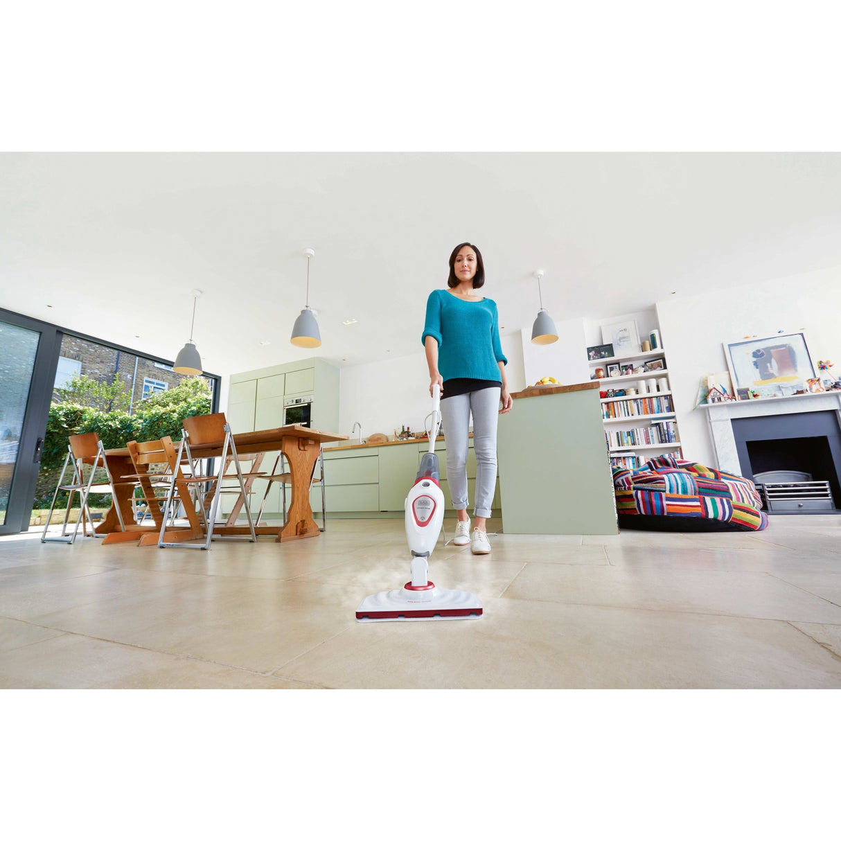 Balai vapeur Black+decker bds1616r 1600w avec 2 chiffons vapeur nettoyeur vapeur (blanc rouge)