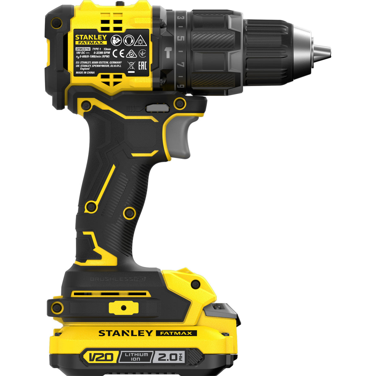 Tournevis perceuse à percussion Stanley Fatmax V20 18V (noir jaune, 2 piles et chargeur inclus, avec étui)
