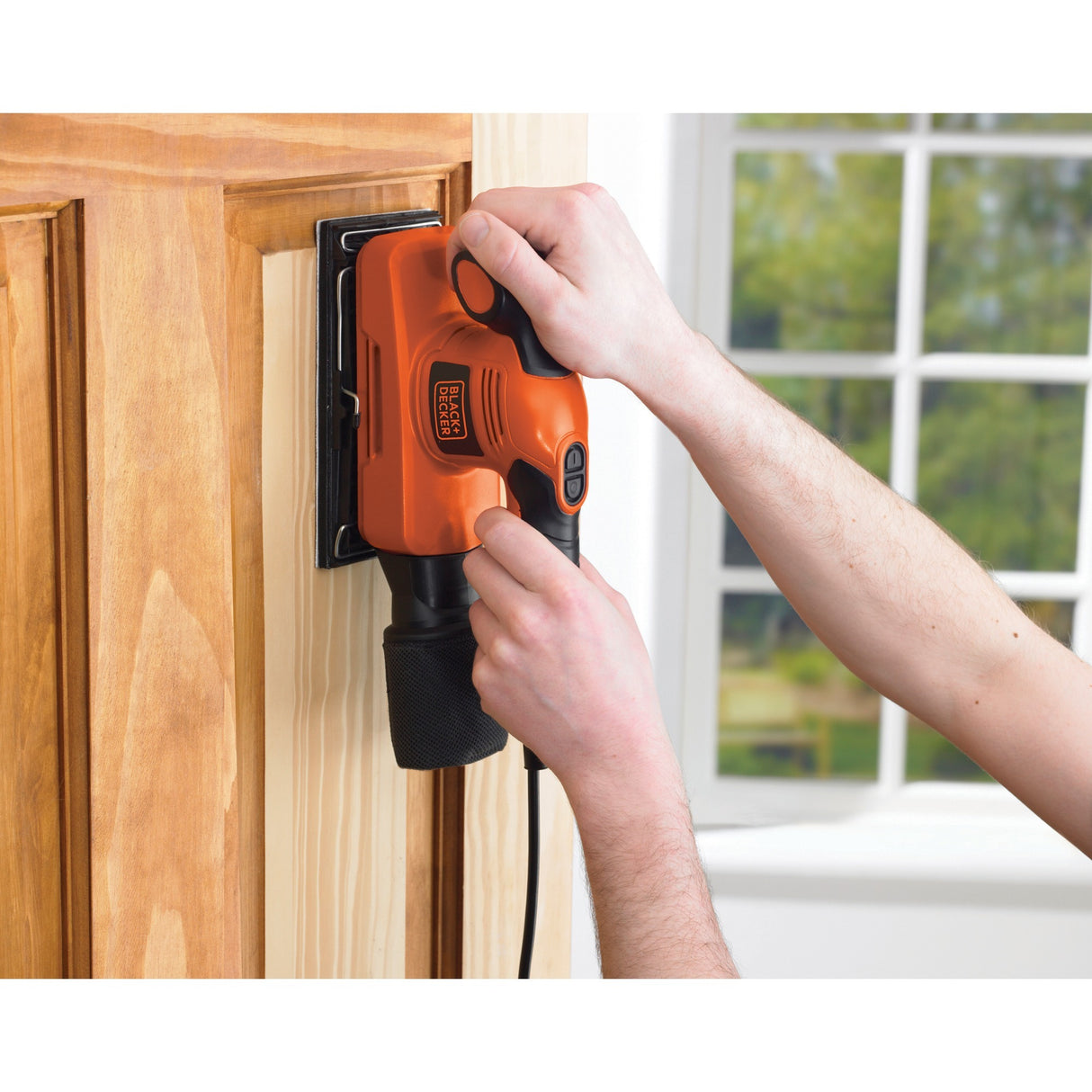 Ponceuse orbitale Black+decker 240w 1 3 feuilles (noir orange)
