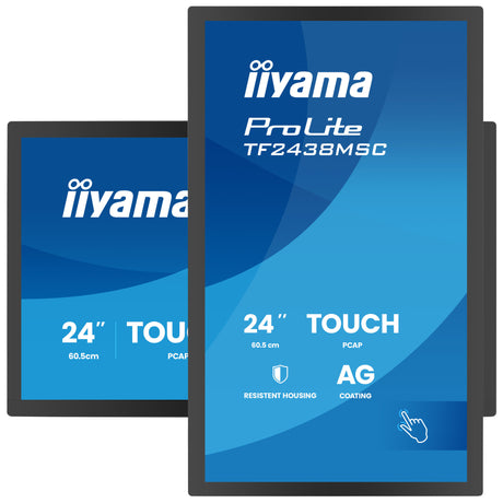 Iiyama prolite tf2438msc-b2 23.8 monitor (zwart, 120 hz, hdmi, displayport, audio, usb, touch)