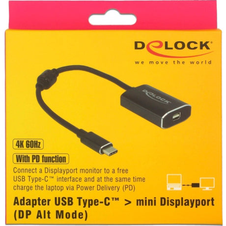 Delock USB-C (mâle) > mini port d'affichage (femelle) avec adaptateur de fonction PD (gris foncé, 0,2 mètre)