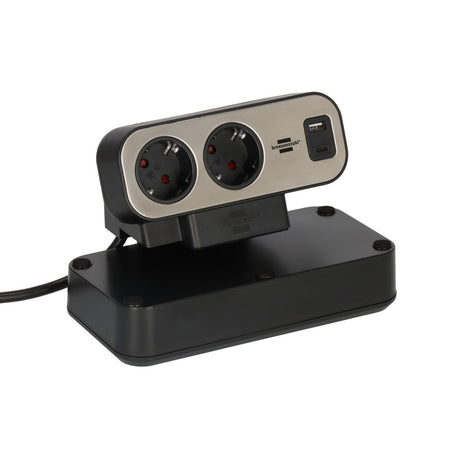 Brennerstuhl brennerstuhl®estilo prise duplex, 1x USB C, 1x USB A, 10x prises de sécurité, argent noir - 1153580200
