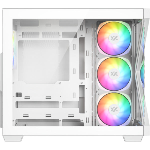 Boîtier tour midi Xyz PC Gear Qubex (blanc | 2x USB-A | 1x USB-C | Verre trempé)
