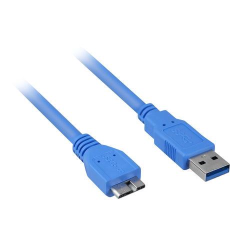 Câble Sharkoon USB-A 3.0 vers micro USB-B 3.0 (bleu, 1 mètre)