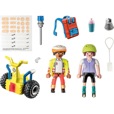 Playmobil city life - pack de démarrage sauvetage avec jouets de construction segway (71257)