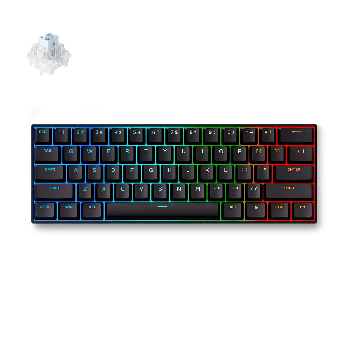 Mchose ace 60 pro clavier de jeu à commutateur magnétique à effet hall (noir, disposition américaine, bleu glacier magnétique, 60%, RVB, échange à chaud, touches pbt, capteur à effet hall)