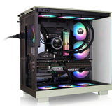 Thermaltake view 380 xl ws argb midi tower behuizing (lichtgroen houtkleur | 2x usb-a | 1x usb-c | rgb | tempered glass)
