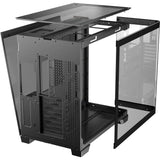 Boîtier tour midi en bois courbe Antec c8 (couleur bois noir | 2x USB-A | 1x USB-C | verre trempé)