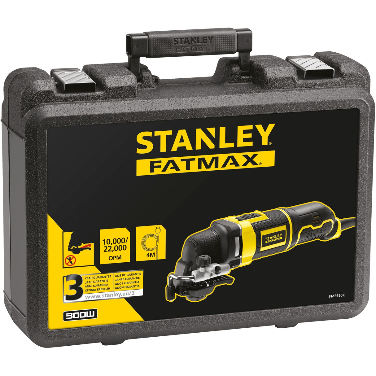Outil multifonction oscillant Stanley fatmax 300w (jaune noir, avec étui et 20 accessoires)